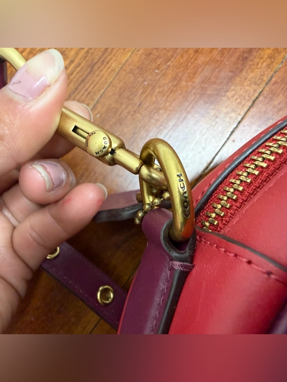 Coach Black Round Crossbody with Red and Purple Brushstroke Detail - Picture 5 of 9